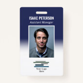 Dark Blue Employee Foto Company Logo Ausweis (Vorderseite)