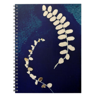 Dark Blue Fern Cyanotype Spiral Notebook Notizblock