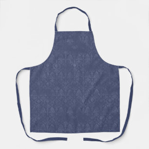 Dark Blue Floral Damask Muster - Schürze