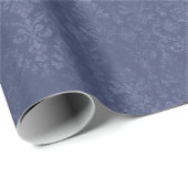 Dark Blue Floral Damask Wrapping Paper Rolle Geschenkpapier (Rolleneckpunkt)