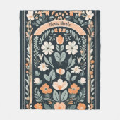 Dark Blue Floral Folks Fleecedecke (Vorderseite)