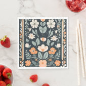 Dark Blue Floral Folks Serviette (Beispiel)