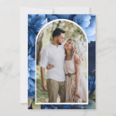 Dark Blue Floral Mason Jar Foto Brautparty Einladung (Rückseite)