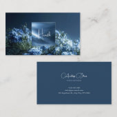 Dark Blue Floral Misty Mountain Luminous Frame Visitenkarte (Vorne/Hinten)