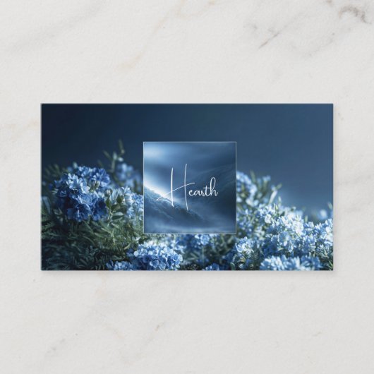 Dark Blue Floral Misty Mountain Luminous Frame Visitenkarte (Vorderseite)