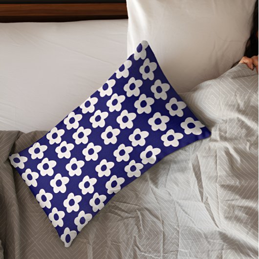 Dark Blue Floral Pillow Case Kissenbezug