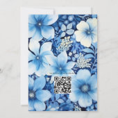 Dark Blue Floral Wedding Einladung (Rückseite)