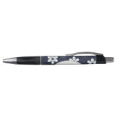 Dark Blue Flowers and Dots Pattern Personalised Kugelschreiber (Oberseite)
