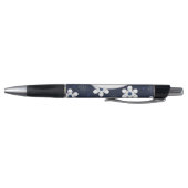 Dark Blue Flowers and Dots Pattern Personalised Kugelschreiber (Unterseite)