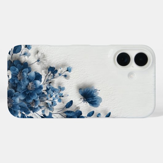 Dark Blue Flowers Case-Mate iPhone Hülle (Rückseite (Horizontal))