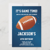 Dark Blue Football Geburtstagseinladung Einladung (Vorderseite)