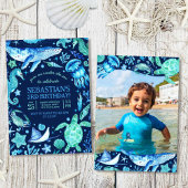 Dark Blue Foto Einladung