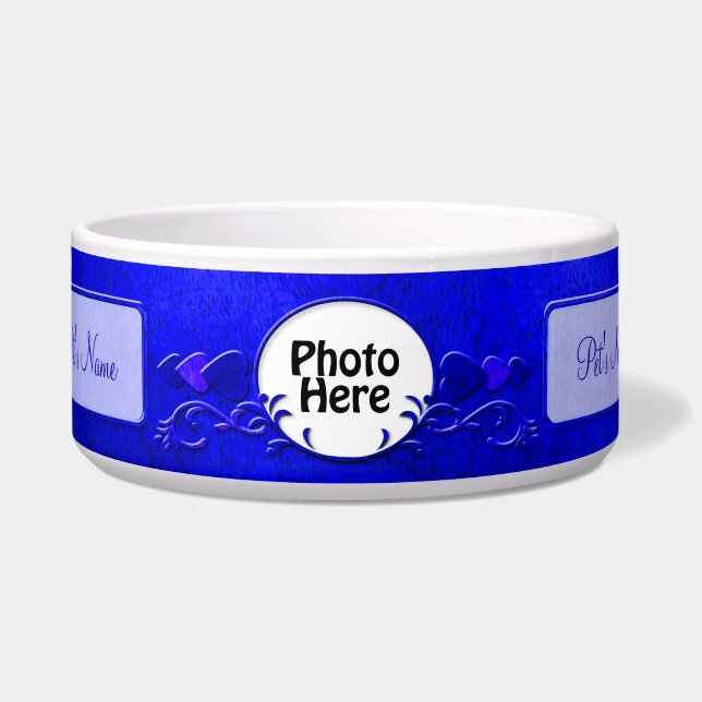 Dark Blue Foto und Name Earthen Extravagant Potter Napf (Vorderseite)