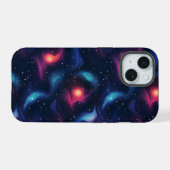 Dark Blue Galaxy Muster iPhone 15 Hülle (Rückseite (Horizontal))