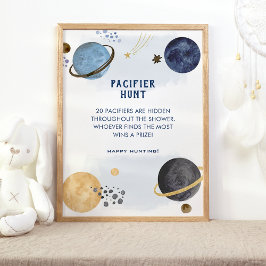 Dark Blue Galaxy Space Baby Dusche Schnuller Jagd Poster