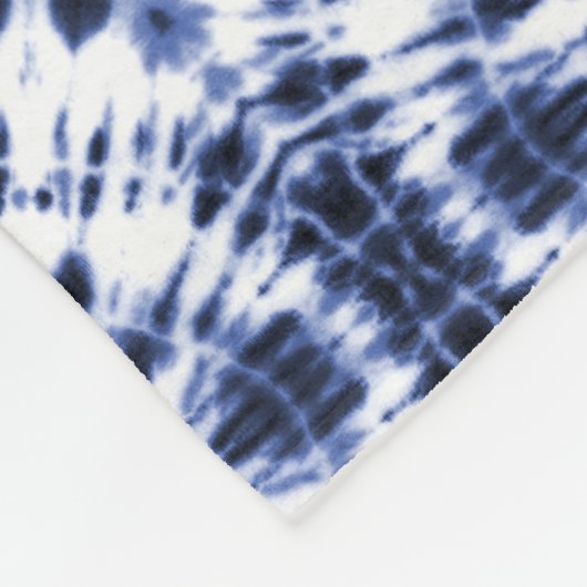 Dark Blue Gefärbte Krawatte Muster Fleecedecke (Ecke)