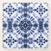 Dark Blue Gefärbte Krawatte Muster Glasuntersetzer (Vorderseite)