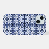Dark Blue Gefärbte Krawatte Muster iPhone 15 Hülle (Rückseite (Horizontal))