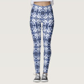 Dark Blue Gefärbte Krawatte Muster Leggings (Vorderseite)
