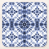 Dark Blue Gefärbte Krawatte Muster Rechteckiger Pappuntersetzer (Vorderseite)