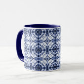 Dark Blue Gefärbte Krawatte Muster Tasse (Vorderseite Links)