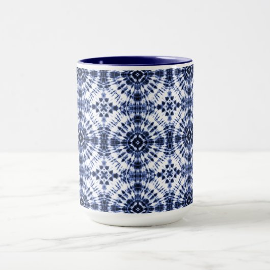 Dark Blue Gefärbte Krawatte Muster Tasse (Zentrum)