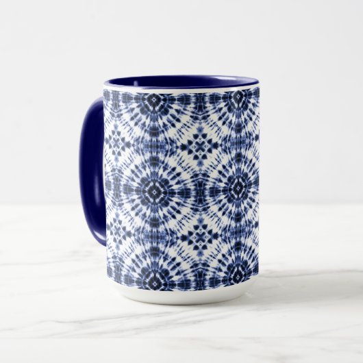 Dark Blue Gefärbte Krawatte Muster Tasse (Vorderseite Links)