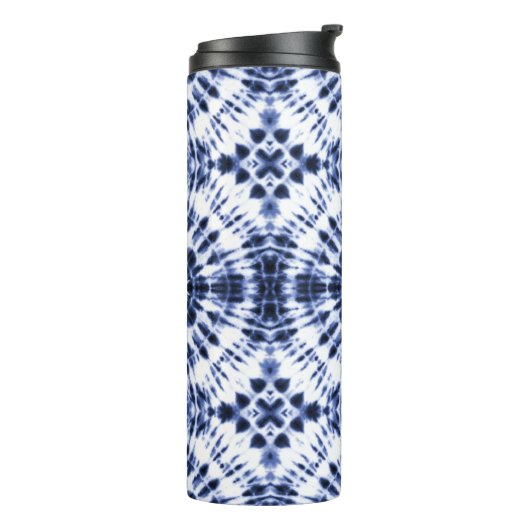 Dark Blue Gefärbte Krawatte Muster Thermosbecher (Nach links gedreht)