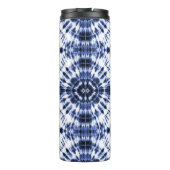 Dark Blue Gefärbte Krawatte Muster Thermosbecher (Rückseite)