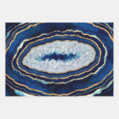 Dark Blue Geode und Gold Digital Art Geschenkpapier Set (Vorderseite 3)