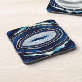 Dark Blue Geode und Gold Digital Art Getränkeuntersetzer (Linke Seite)