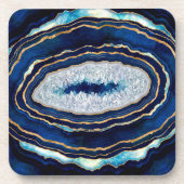 Dark Blue Geode und Gold Digital Art Getränkeuntersetzer (Vorderseite)