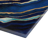 Dark Blue Geode und Gold Digital Art Schneidebrett (Ecke)
