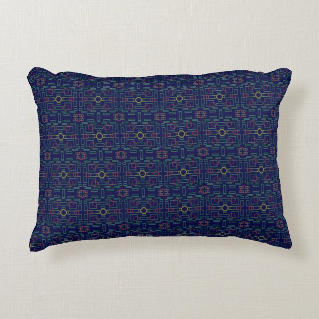 Dark Blue Geometric Accent Pillow Dekokissen (Vorderseite)