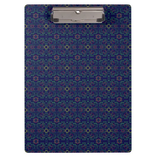 Dark Blue Geometric Clipboard Klemmbrett (Vorderseite)