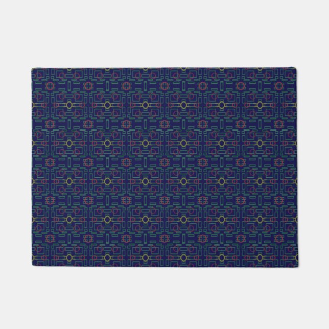 Dark Blue Geometric Door Mat Fußmatte (Vorderseite)