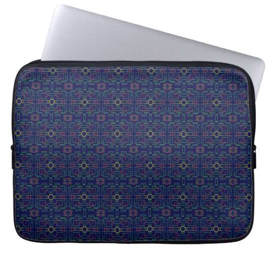 Dark Blue Geometric Electronics Bag Laptopschutzhülle (Vorderseite)