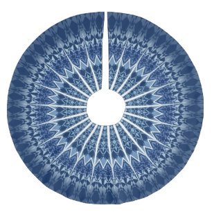 Dark Blue Geometric Mandala Polyester Weihnachtsbaumdecke
