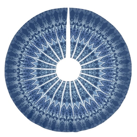 Dark Blue Geometric Mandala Polyester Weihnachtsbaumdecke (Vorderseite)
