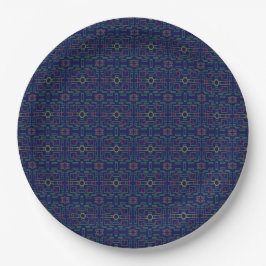 Dark Blue Geometric Paper Plate Pappteller