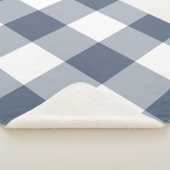 Dark Blue Gingham Pattern Sherpadecke (3/4)