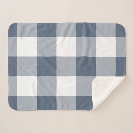 Dark Blue Gingham Pattern Sherpadecke (Vorderseite (Horizontal))
