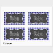 Dark Blue Gingham; Vintager Chalkboard-Look Rechteckiger Aufkleber (Blatt)