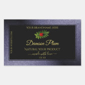 Dark Blue Glitzer Black Gold Product Label Ladybug Rechteckiger Aufkleber (Vorderseite)