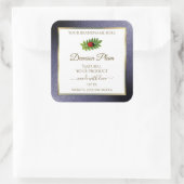 Dark Blue Glitzer White Gold Product Label Ladybug Quadratischer Aufkleber (Tasche)