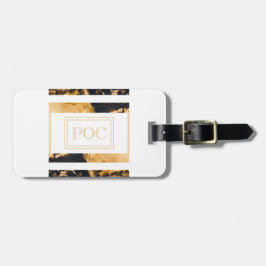 Dark Blue Gold Abstrakt Monogram Gepäckanhänger