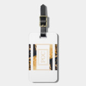 Dark Blue Gold Abstrakt Monogram Gepäckanhänger (Vorderseite vertikal)