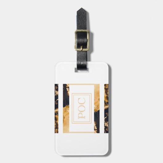 Dark Blue Gold Abstrakt Monogram Gepäckanhänger (Vorderseite vertikal)