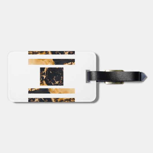 Dark Blue Gold Abstrakt Monogram Gepäckanhänger (Rückseite horizontal)