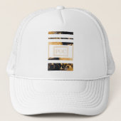 Dark Blue Gold Abstrakt Monogram Truckerkappe (Vorderseite)